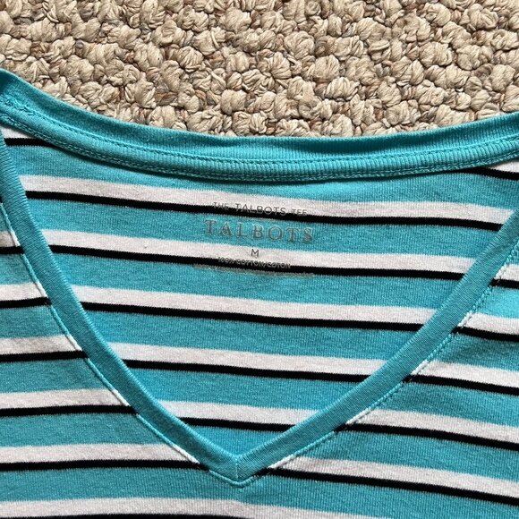 TALBOTS -- Cotton V-Neck Tee - Merida Stripe -- Excellent Condition - Picture 12 of 13